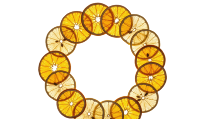 Vibrant Orange Slices Circular Artistic Translucent Composition Mandarine Citrus Segment Arrangement Overlapping Layers.png