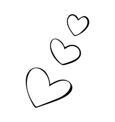 Three Hand Drawn Hearts Line Art Illustration for Love and Valentine Design