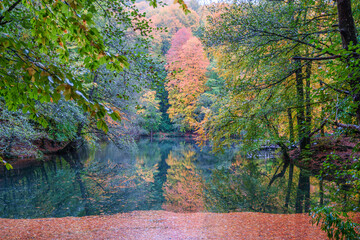 Autumn scenery in Yedig&ouml;ller, reflections and the waltz of colors in nature