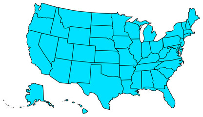 Cyan United States Map Silhouette