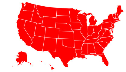 Red United States Map Silhouette