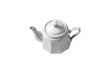 White porcelain teapot for making tea on a transparent background, png