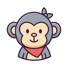 Obraz premium Cute Cartoon Monkey Vector Illustration
