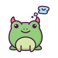 Cute Cartoon Frog with Thought Bubble Illustration