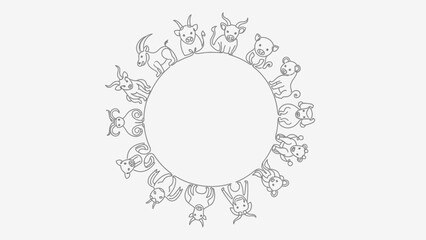 zodiac signs circle illustration