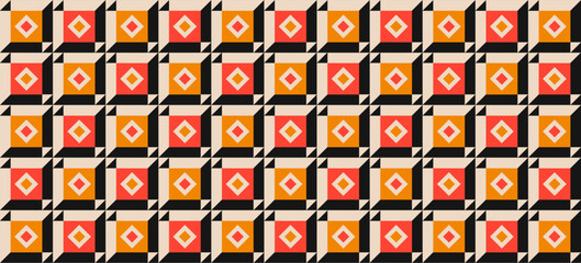 Retro Geometric Tile Pattern with 3D Effect