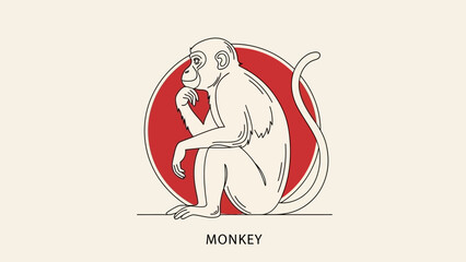 monkey sitting on red circle © Ahmad