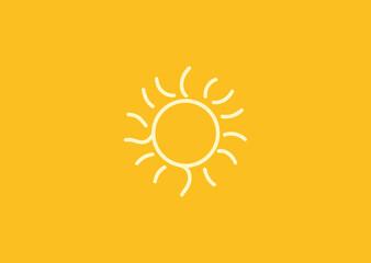 A sun created using a continuous single line, symbolizing warmth, energy, clarity, optimism, and minimalism
