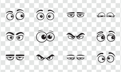 Expressive Cartoon Eyes Vector Set Funny Character Facial Expressions and Emotions for Animation and Comics