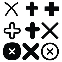 Obraz premium Hand-drawn cartoon set of cross icons on a white background.