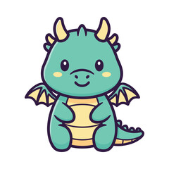 Obraz premium Adorable Cartoon Dragon Illustration