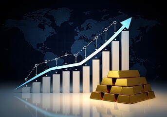 Rising market trends with increasing growth and gold bullion investment opportunities