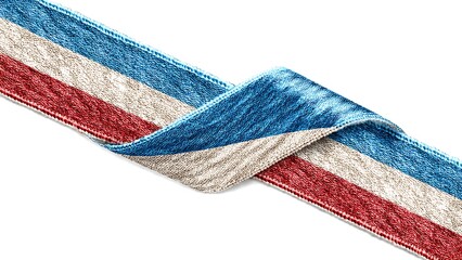 Flat Ribbon Design Featuring Blue, Red, and Cream for Creative Projects