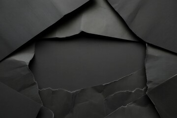Dramatic tear in black paper revealing a dark empty space within