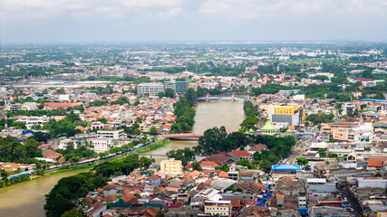 Obraz premium Modern urban landscape in Tangerang City, Banten, Indonesia with buildings, streets, and city atmosphere