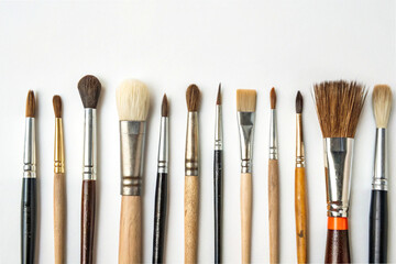 Artist's working set. Various brushes for painting