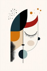 Abstract face design with geometric shapes and minimalist elements