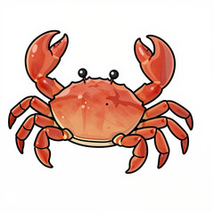 Fototapeta premium Bright cartoon crab with thick bold outlines on a white background