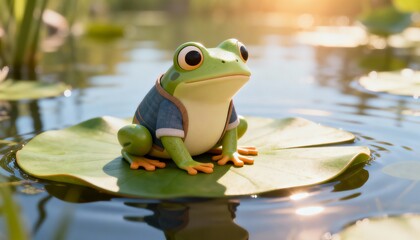 frog in the water