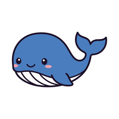 Obraz premium Cute Cartoon Whale Vector Illustration