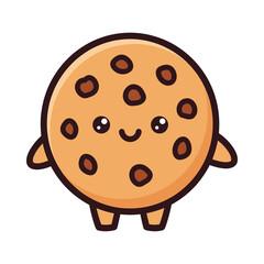 Adorable Cartoon Chocolate Chip Cookie Character Illustration