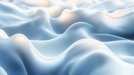 Fluid blue and white fabric ripples creating undulating soft textured waves across a gentle abstract background, suggesting movement and serenity in a calm form - Powered by Adobe