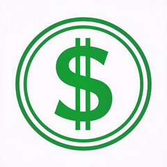 Obraz premium A flat illustration of a green dollar sign coin on white background, representing finance and business concepts