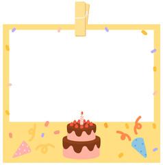케이크와 폭죽이 있는 사진 프레임