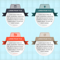 Vector Infographic Template with 4 Clearly Defined Steps and Engaging Icons, for Business Strategy, Marketing Reports, Financial Planning, and Project Workflow Presentations in a Modern Flat Aesthetic