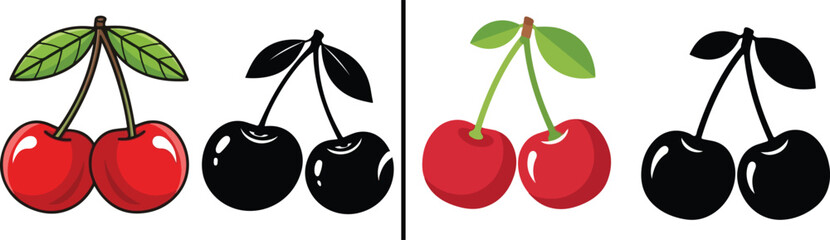 Cherry vector logo. Fruit icon illustration isolated on white.eps
