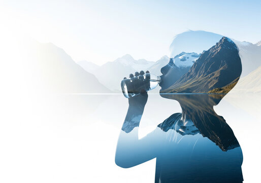 Double exposure photography for world water day - Powered by Adobe