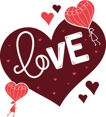 Vector illustration of a romantic red heart symbol for a happy Valentine's Day celebration card design with pink holiday decoration