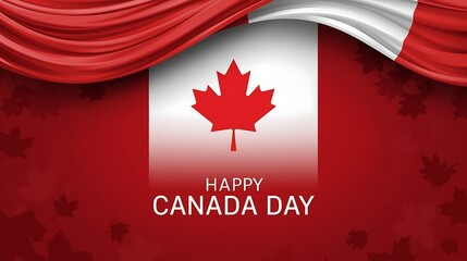 Vibrant Canada Day celebration with red maple leaf flag