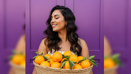 woman with basket of fruits