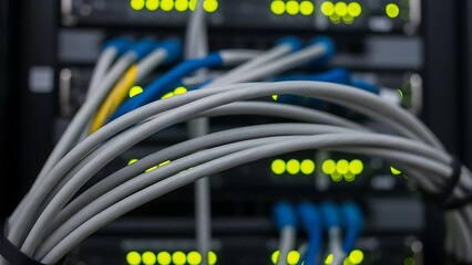 Organized network cabling in server room.