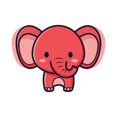 Obraz premium Adorable Cartoon Red Elephant Illustration