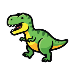 Obraz premium A cartoon-style green dinosaur with a yellow belly and sharp teeth
