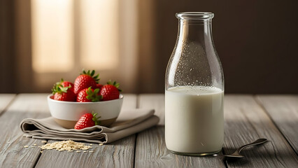 milk and strawberries