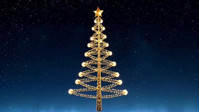 Golden Christmas tree starry sky background image