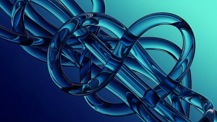 Futuristic Blue DNA Double Helix Structure with Glowing Light Effects for Scientific and Medical Technology Concepts