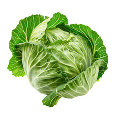 Obraz premium Fresh green cabbage with crisp leaves ready for cooking or salad preparation on transparent background