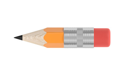 Short pencil. Isolated. Orange color. Tiny. 3d illustration.