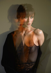 young pretty sexy young woman. long exposure portrait