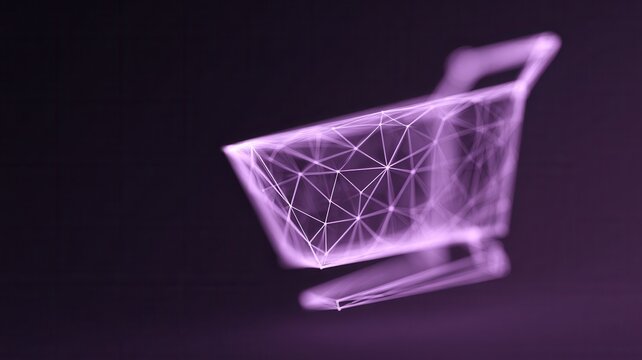 Digital shopping cart structure representing global e commerce, online retail, and network connections - Powered by Adobe