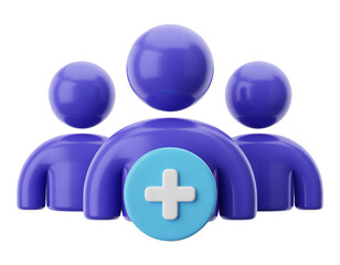 Fototapeta premium Modern 3D People Icon with Add Button for User Group