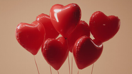Romantic heart shape balloons floating for Valentine&rsquo;s Day .Postcard and banner website for Valentine's Day, wedding and romantic details.