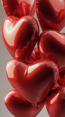 Romantic heart shape balloons floating for Valentine&rsquo;s Day .Postcard and banner website for Valentine's Day, wedding and romantic details.