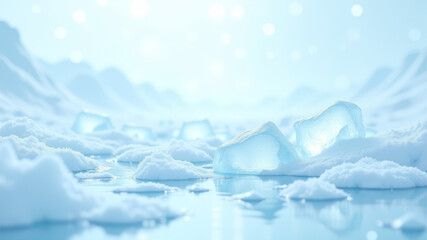 Mountain glacier landscape with jagged frozen surface and blue tones