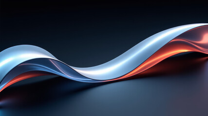 Red blue and white ribbon twisted into wave on winter themed background