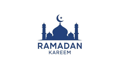 Ramadan Kareem Mosque Silhouette with Crescent Moon Icon
